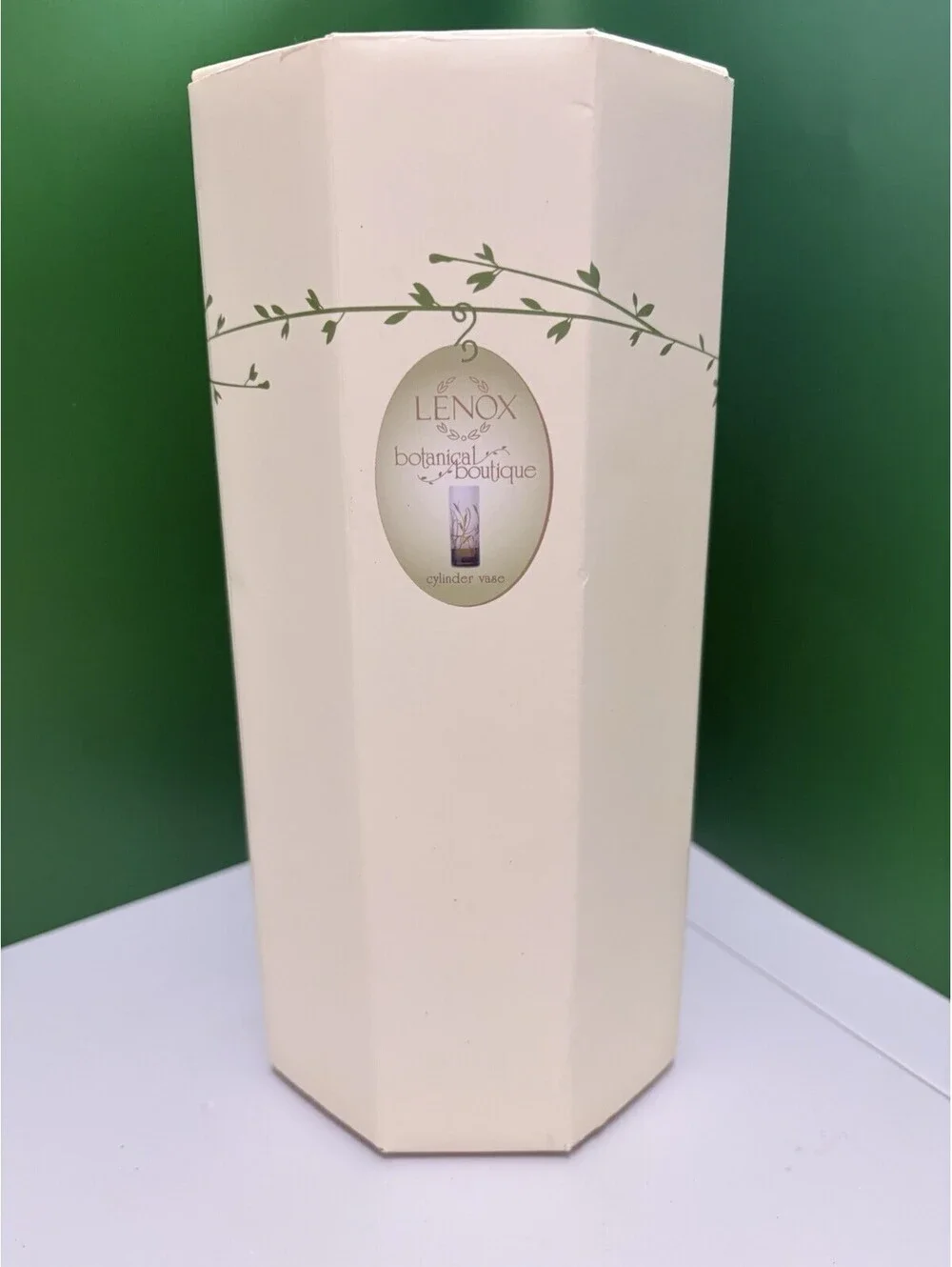 Lenox Botanical Boutique Frosted Crystal Cylinder Vase 8” Floral w/ Box